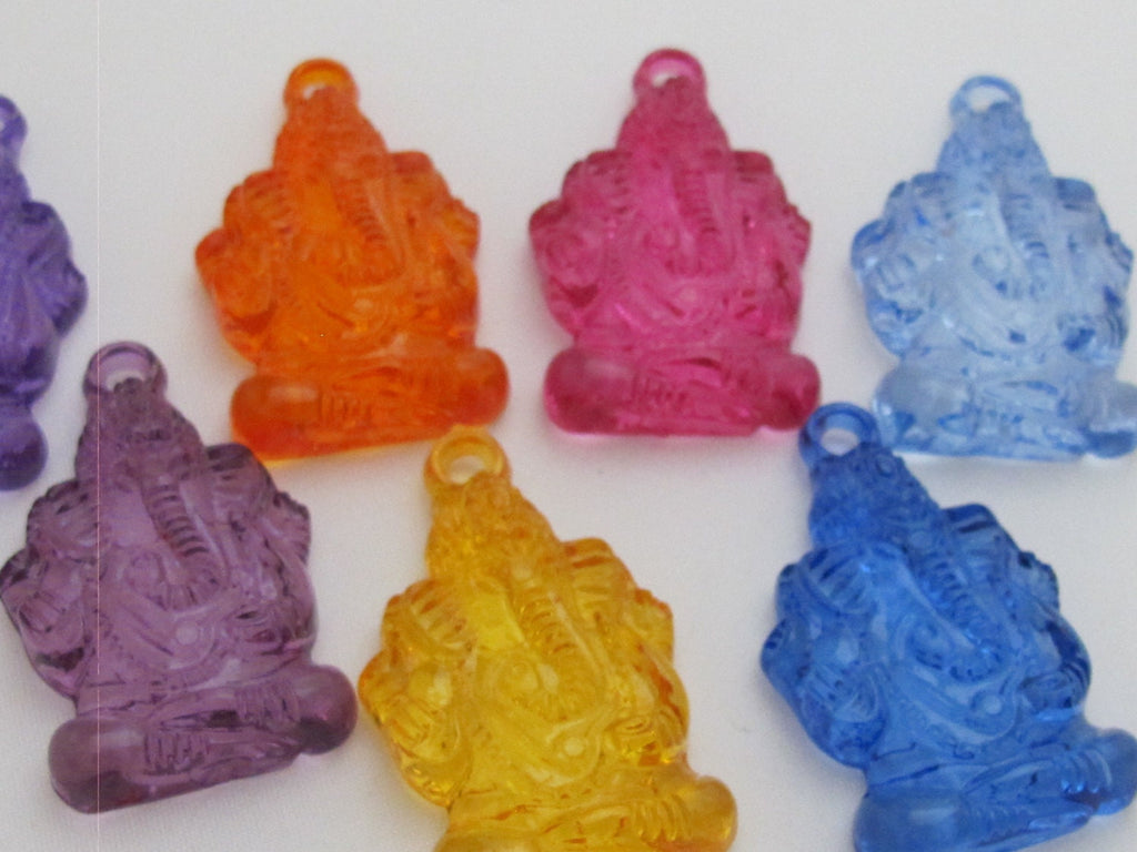 Assorted colors Ganesha acrylic charm pendants - 4 pieces - PM130