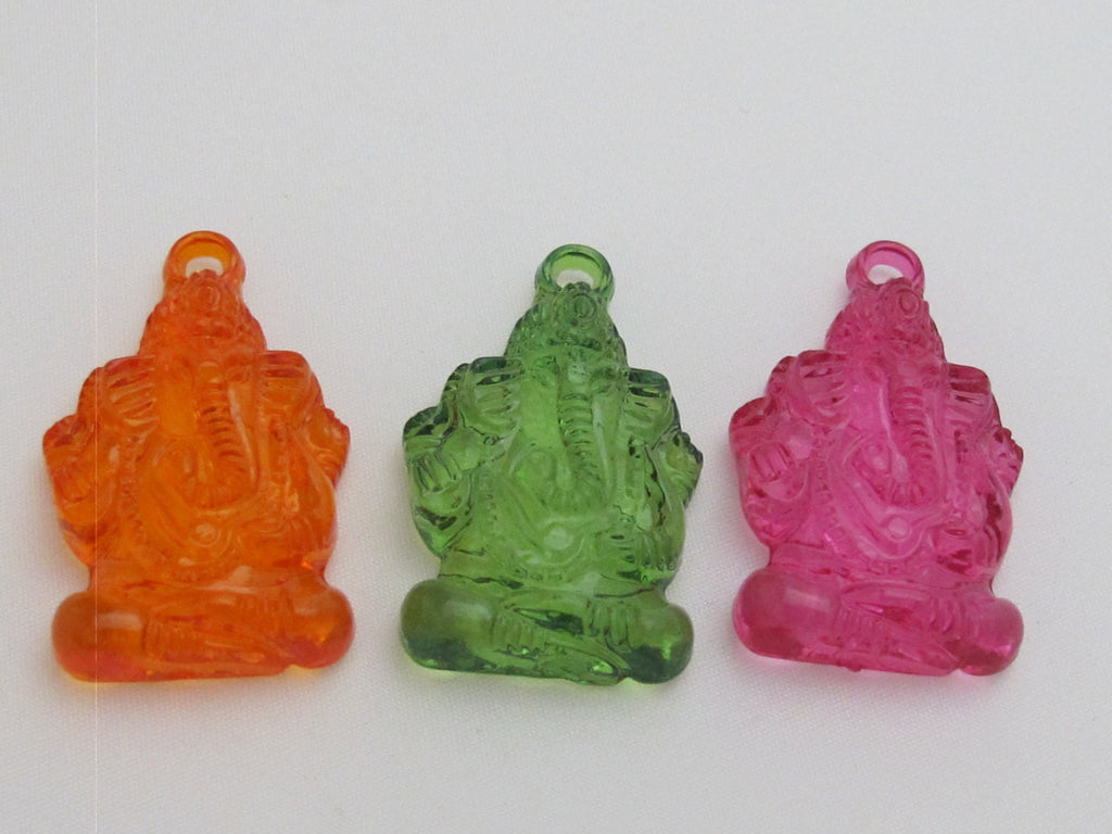 Assorted colors Ganesha acrylic charm pendants - 4 pieces - PM130