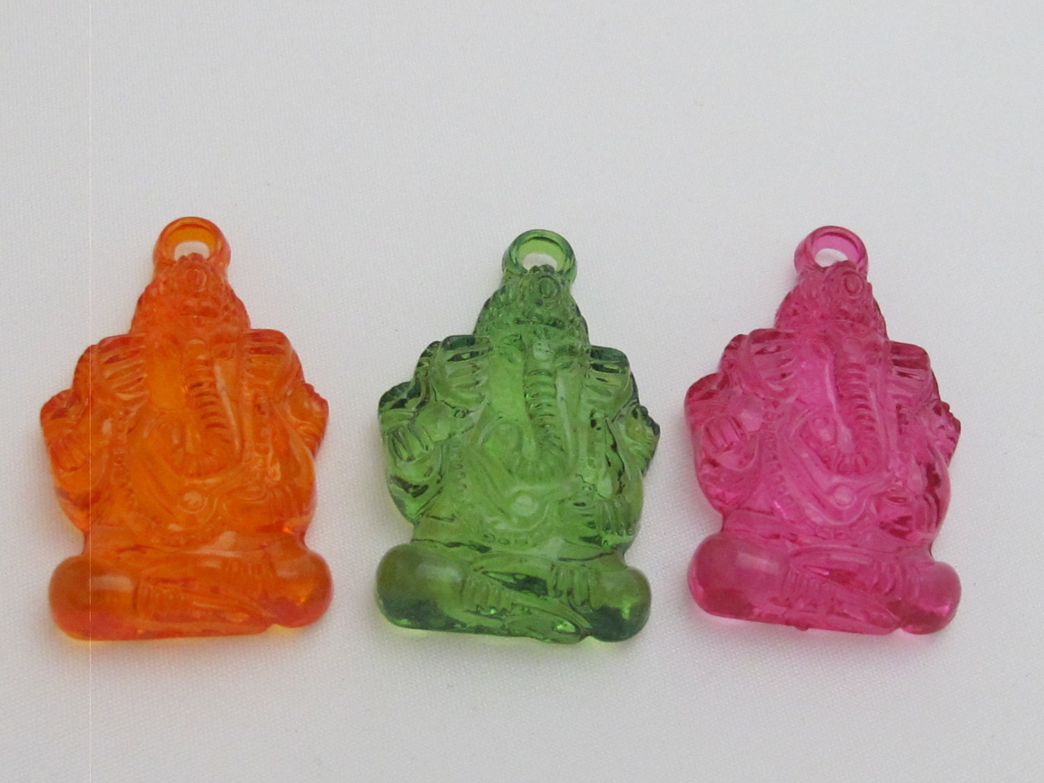 Assorted colors Ganesha acrylic charm pendants - 4 pieces - PM130