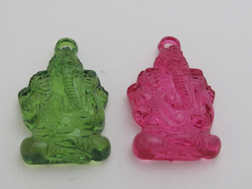 Assorted colors Ganesha acrylic charm pendants - 4 pieces - PM130