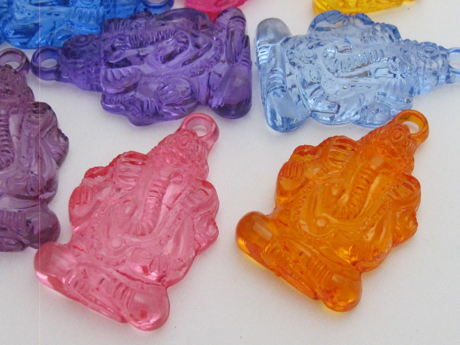 Assorted colors Ganesha acrylic charm pendants - 4 pieces - PM130