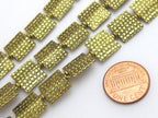 6 beads - Golden tone brass oblong square shape animal print design beads - BD188