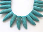 Turquoise color magnesite tooth horn shape gemstone beads - 10 beads - GM232