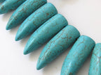 Turquoise color magnesite tooth horn shape gemstone beads - 10 beads - GM232