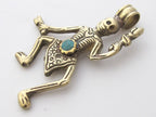 Tibetan antiqued silver finish Skeleton Pendant | Turquoise Inlay Gothic Tribal Charm | Nepal Pendant PM139
