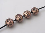 Small size reversible Tibetan Buddha copper tone color metal beads - 4 beads - BD422