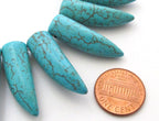 Turquoise color magnesite tooth horn shape gemstone beads - 10 beads - GM232