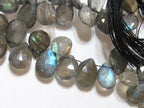 Beautiful lusterous Labradorite faceted gemstone drop beads - 4 beads - GM237