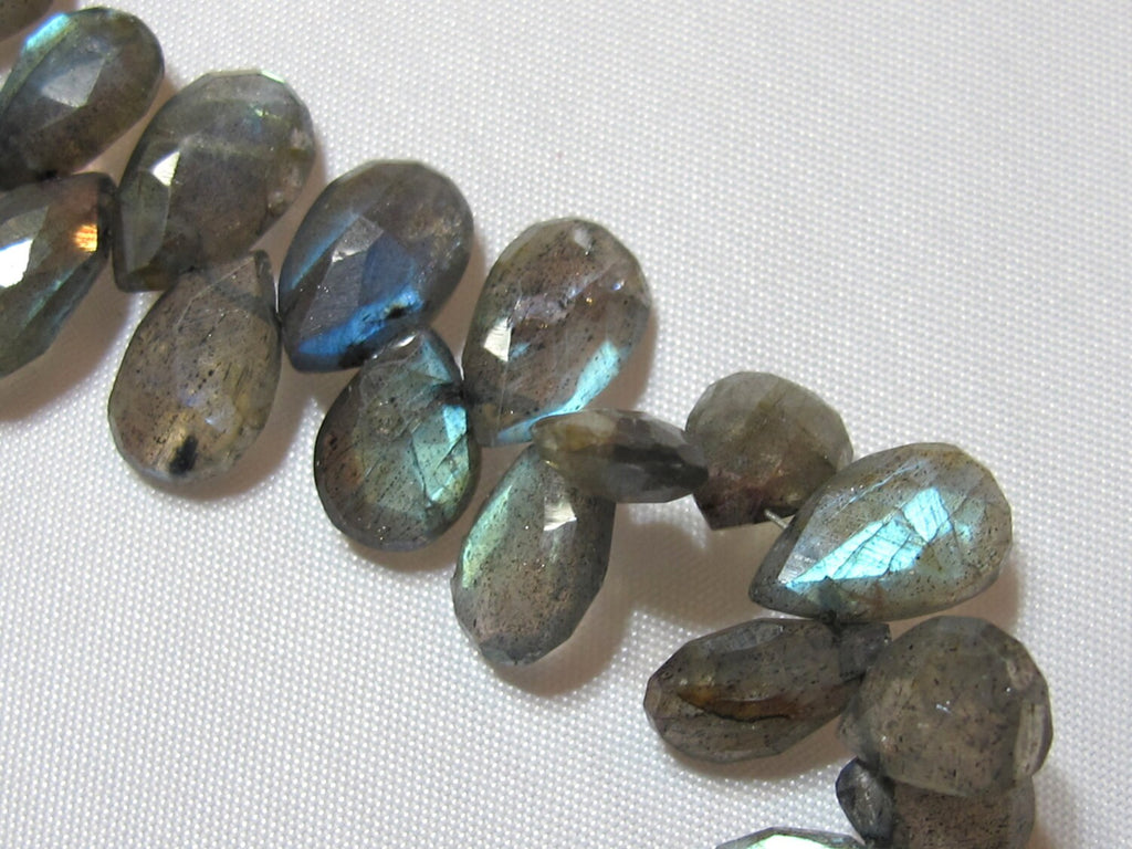 Beautiful lusterous Labradorite faceted gemstone drop beads - 4 beads - GM237