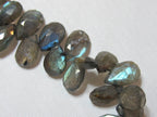 Beautiful lusterous Labradorite faceted gemstone drop beads - 4 beads - GM237