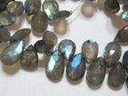 Beautiful lusterous Labradorite faceted gemstone drop beads - 4 beads - GM237