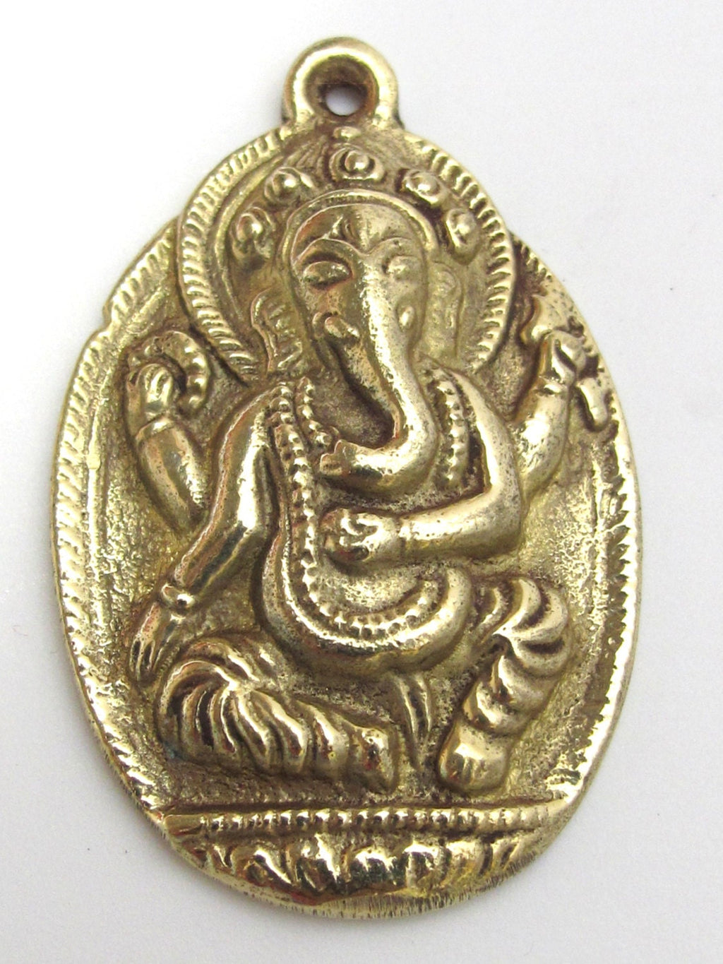 1 pendant - Nepal Large Oval shape ganpati ganesh ganesa ganesha brass pendant from Nepal -- CP013 - custom design copyright Nepalbeadshop