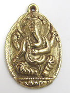1 pendant - Nepal Large Oval shape ganpati ganesh ganesa ganesha brass pendant from Nepal -- CP013 - custom design copyright Nepalbeadshop