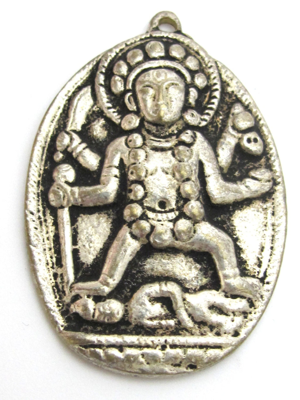 Antiqued silver color Oval shape Goddess Kali Shiva pendant from Nepal - CP015