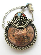 Bhutan copper coin snuff perfume bottle pendant - PM144B