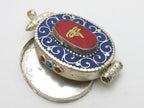Large Size Tibetan Ghau prayer box buddha eye pendant with lapis inlay - PM143A