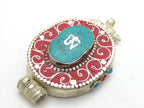 Large Size Tibetan Ghau prayer box Om pendant with turquoise coral inlay - PM143C