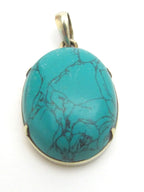 Oval Shape Tibetan turquoise pendant - PM146
