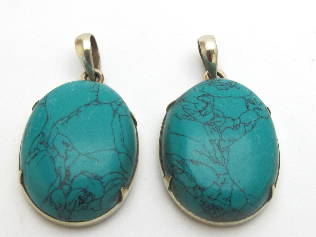 Oval Shape Tibetan turquoise pendant - PM146