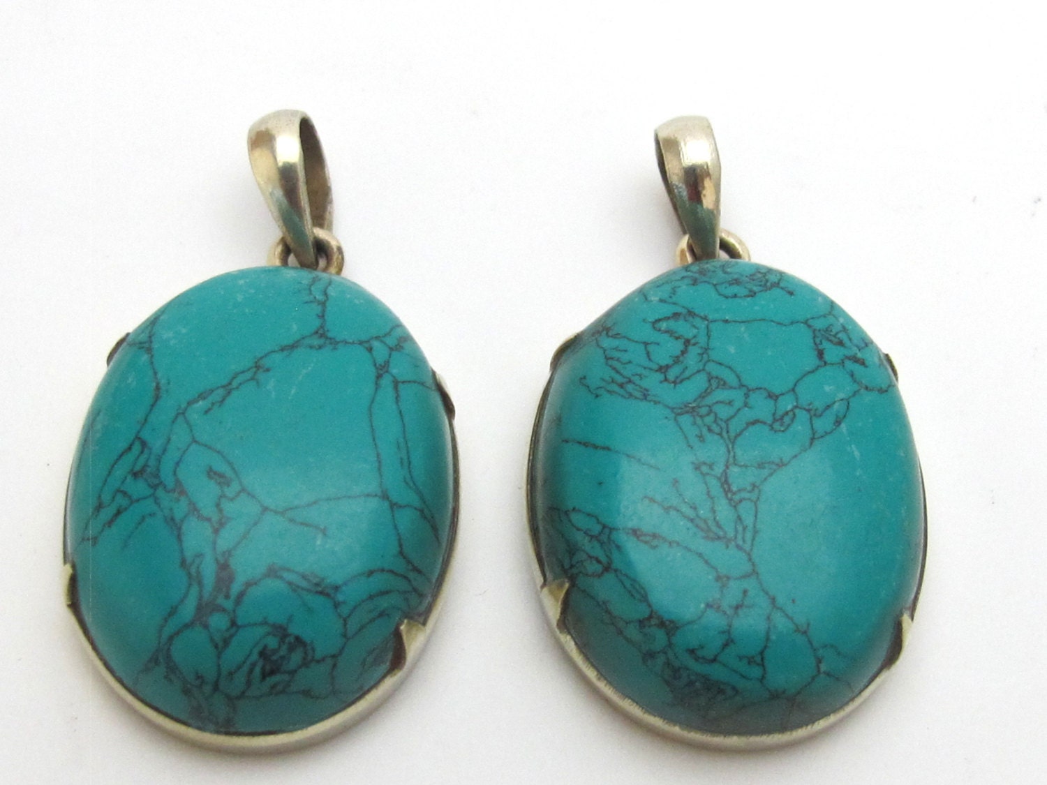 Oval Shape Tibetan turquoise pendant - PM146