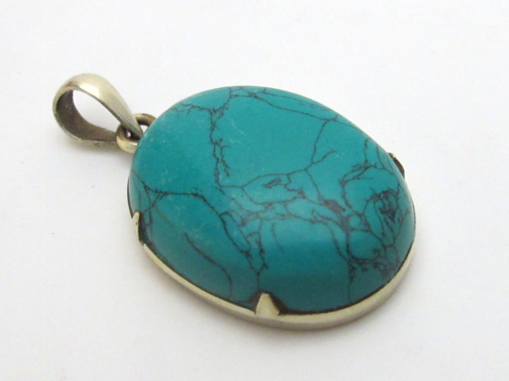 Oval Shape Tibetan turquoise pendant - PM146