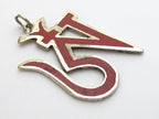 Tibetan silver plated Om pendant with coral inlay - PM147B