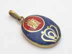 Small size Tibetan Kalachakra mantra pendant with lapis coral brass inlay- PM155