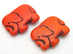 Elephant bead Orange color howlite elephant shape bead pendant - 1 bead - GM242G