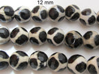 Tibetan faceted agate beads giraffe print 12 mm - 10 beads - GM240