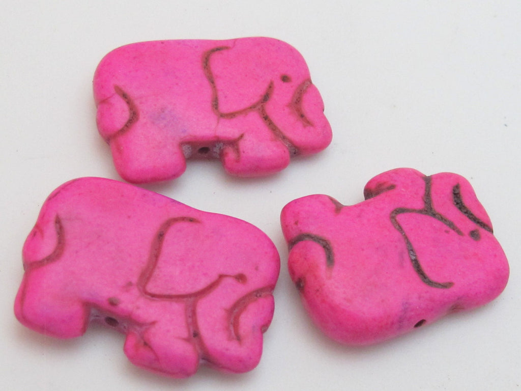 Pink howlite elephant shape bead pendant - GM242A