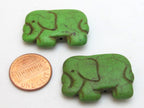 Green howlite elephant shape bead pendant - 1 bead - GM242D