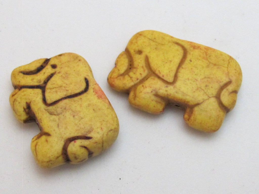 Yellow color howlite elephant shape bead pendant - 1 bead - GM242E