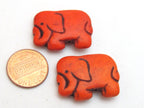 Elephant bead Orange color howlite elephant shape bead pendant - 1 bead - GM242G
