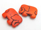 Elephant bead Orange color howlite elephant shape bead pendant - 1 bead - GM242G