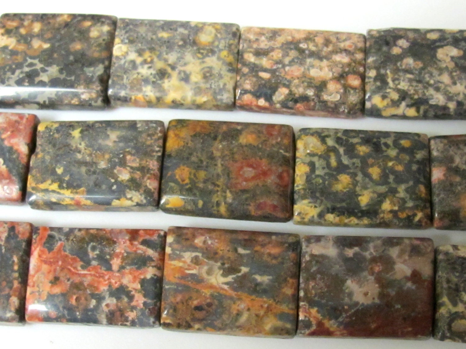 Gorgeous Jasper column shape tiles gemstone beads 20 mm - 8 beads - GM250