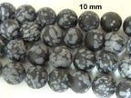 10 mm size black white spotted Jasper gemstone beads - 10 beads - GM251