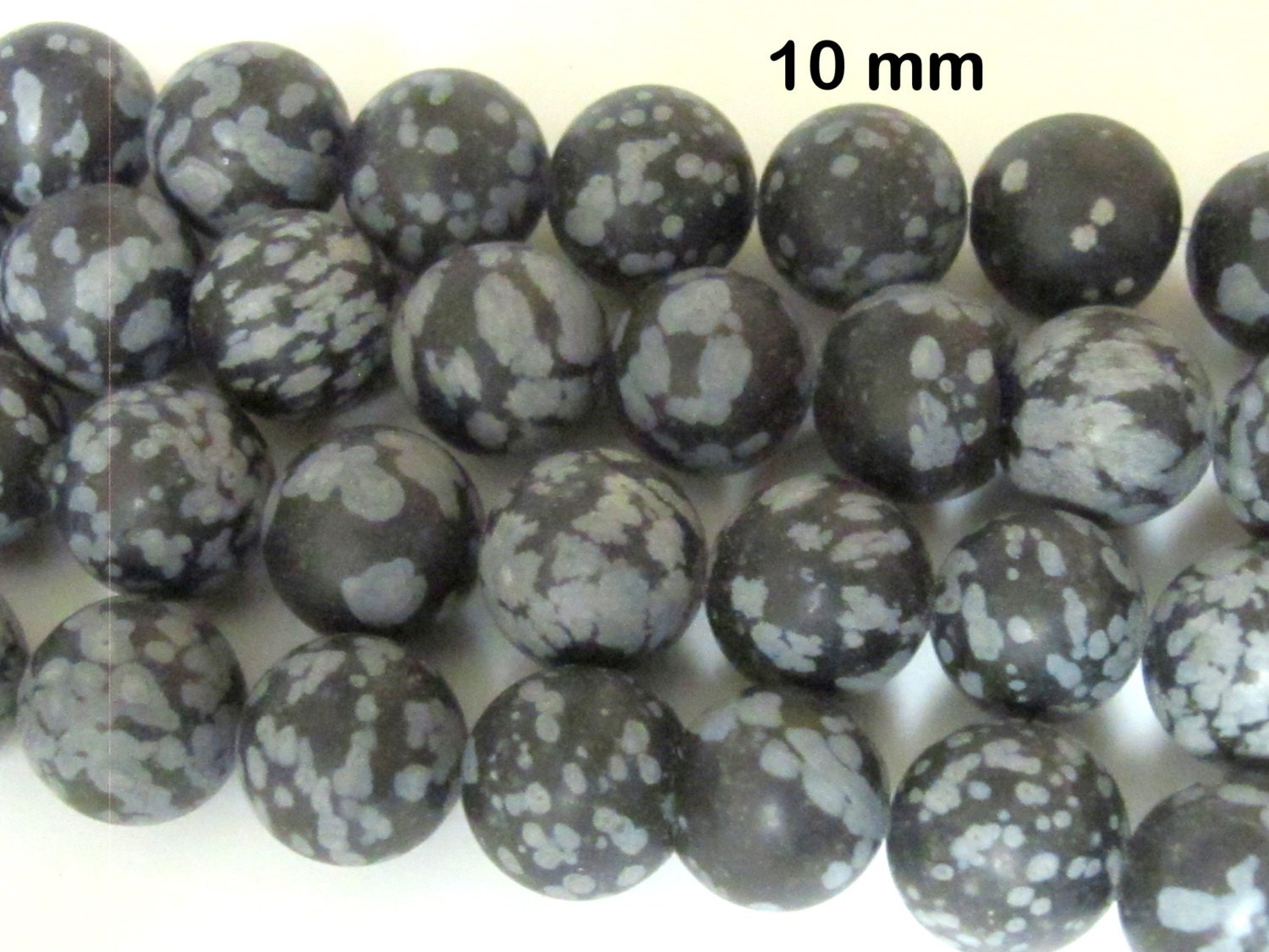 10 mm size black white spotted Jasper gemstone beads - 10 beads - GM251