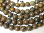 Earthy olive green brown tones Jasper gemstone beads 10 mm - 10 beads - GM252