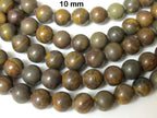 Earthy olive green brown tones Jasper gemstone beads 10 mm - 10 beads - GM252