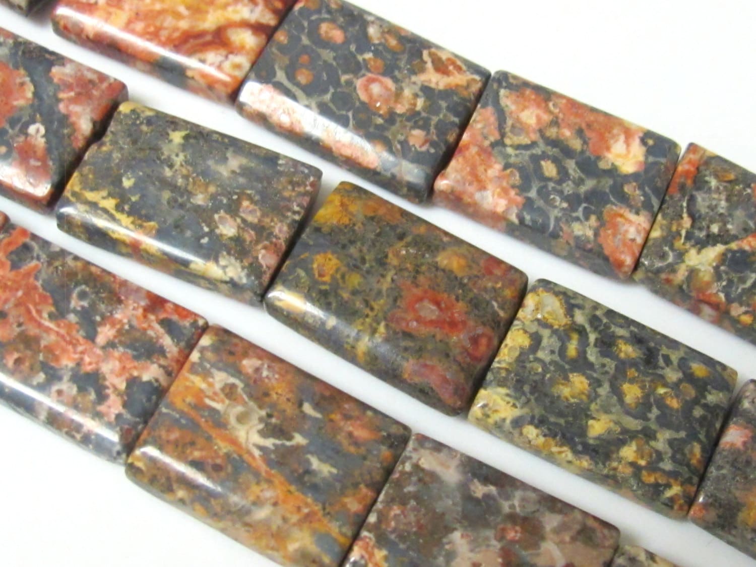 Gorgeous Jasper column shape tiles gemstone beads 20 mm - 8 beads - GM250