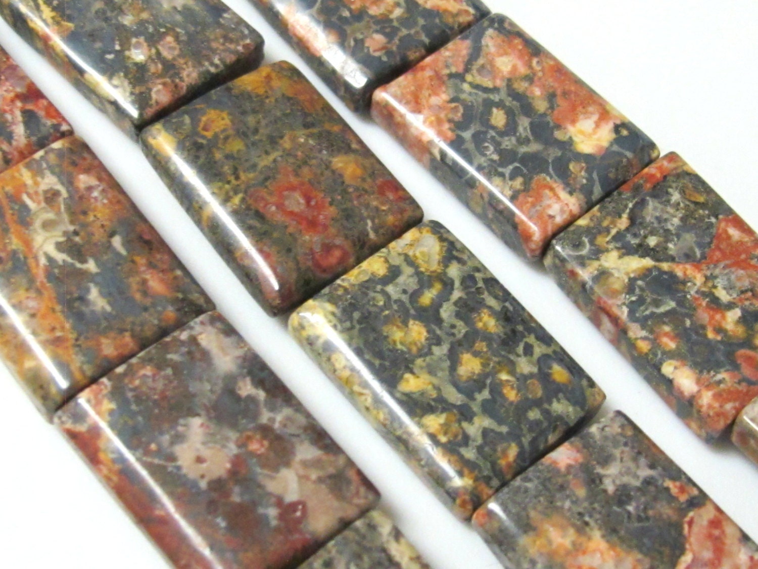 Gorgeous Jasper column shape tiles gemstone beads 20 mm - 8 beads - GM250
