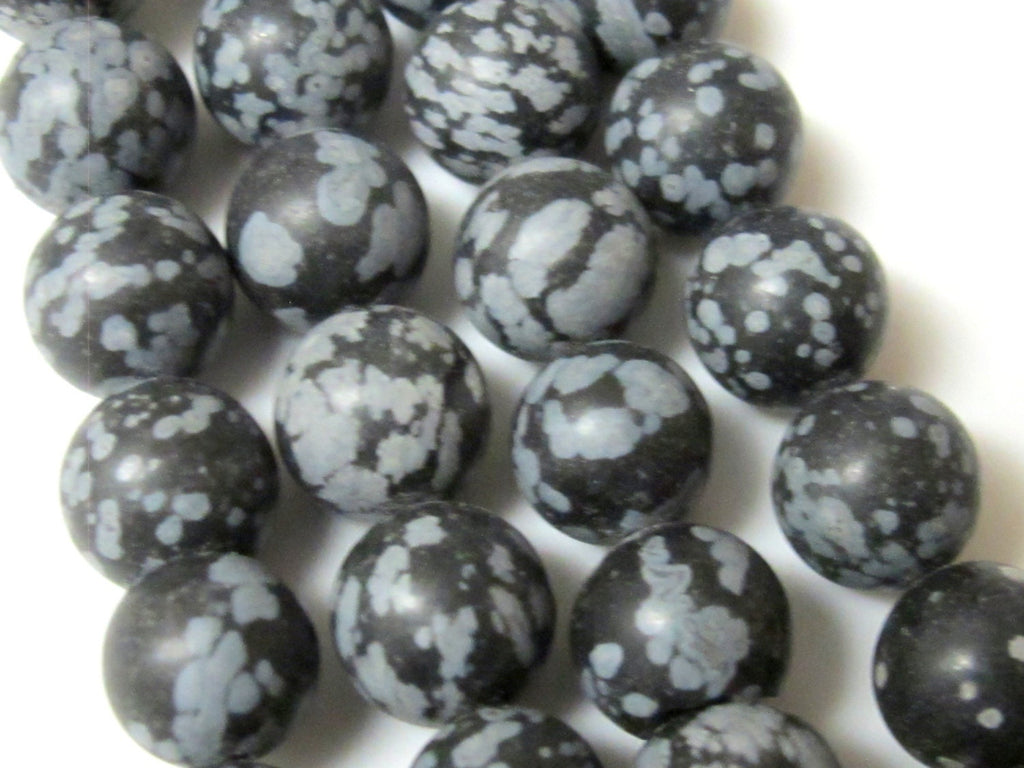 10 mm size black white spotted Jasper gemstone beads - 10 beads - GM251