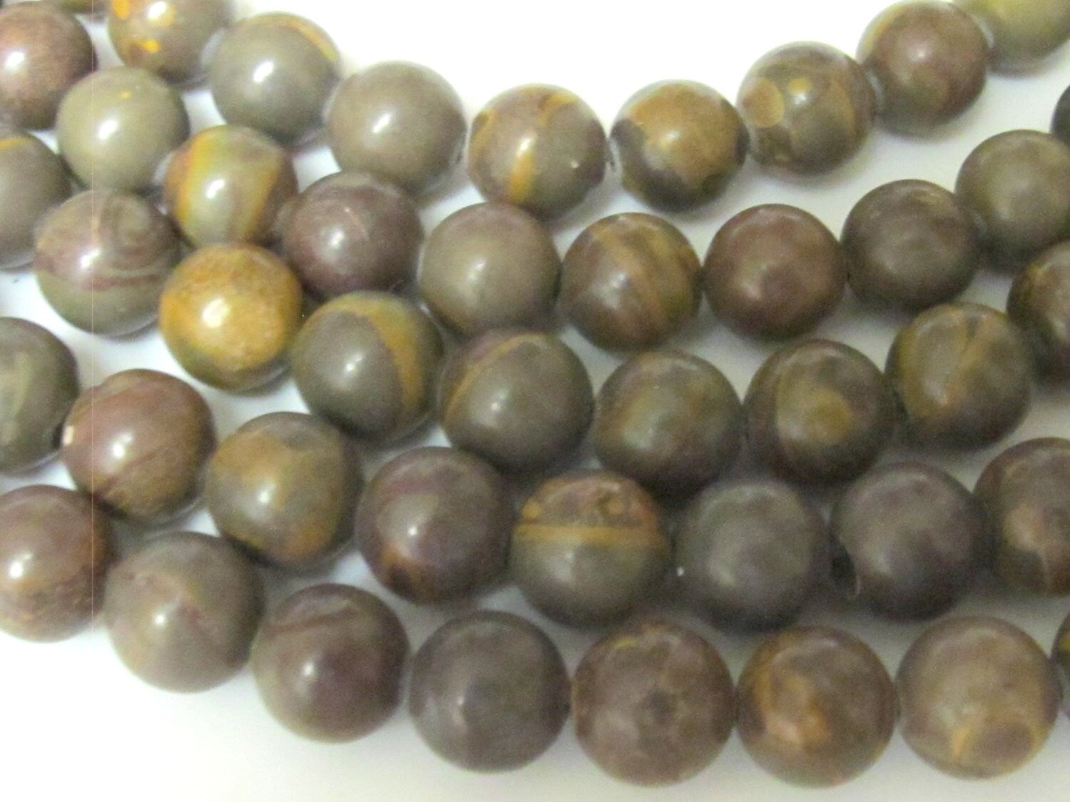 Earthy olive green brown tones Jasper gemstone beads 10 mm - 10 beads - GM252