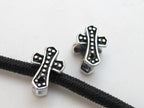 Large hole antiqued silver color cross beads - 2 beads - BD433A