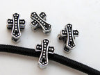 Large hole antiqued silver color cross beads - 2 beads - BD433A