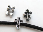 Large hole antiqued silver color cross beads - 2 beads - BD433A