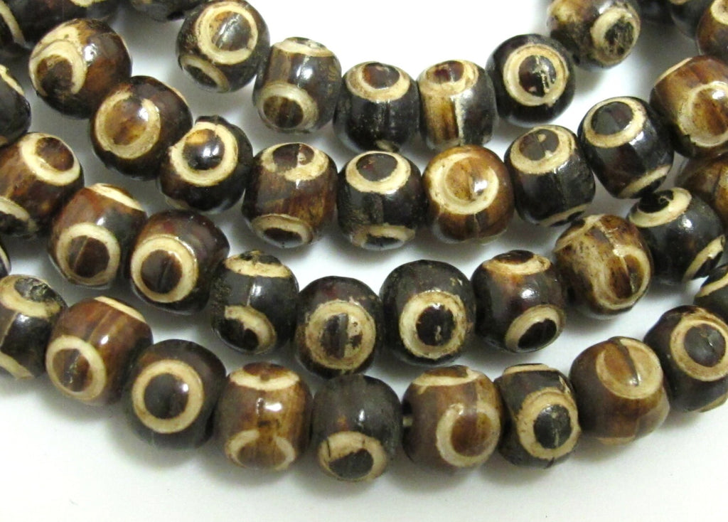 10 beads Tibetan carved circles design recycled cattle bone mala beads supply 8 mm size Nepal beads - ML001