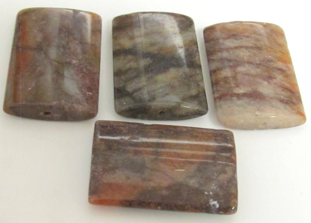 Large size Jasper column shape tiles gemstone beads 37mm long - 4 beads - GM253