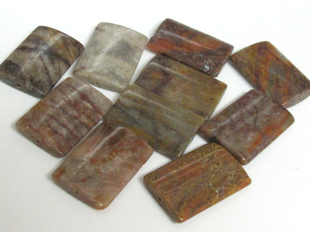Large size Jasper column shape tiles gemstone beads 37mm long - 4 beads - GM253