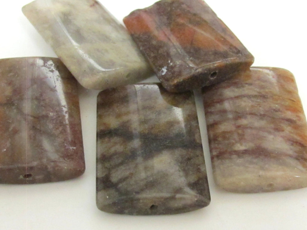 Large size Jasper column shape tiles gemstone beads 37mm long - 4 beads - GM253